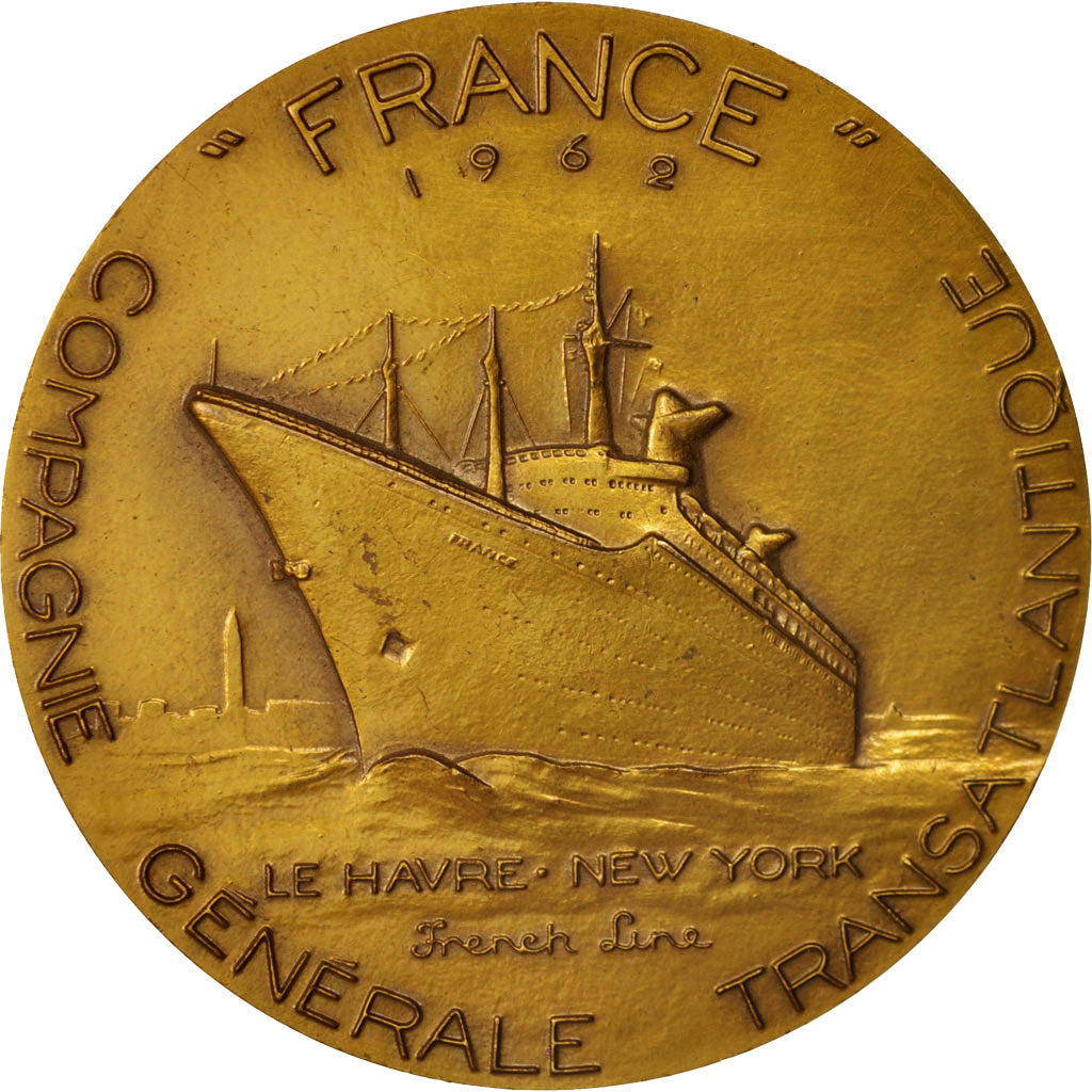 France, Medal, Compagnie Générale Transatlantique, France, French Fifth