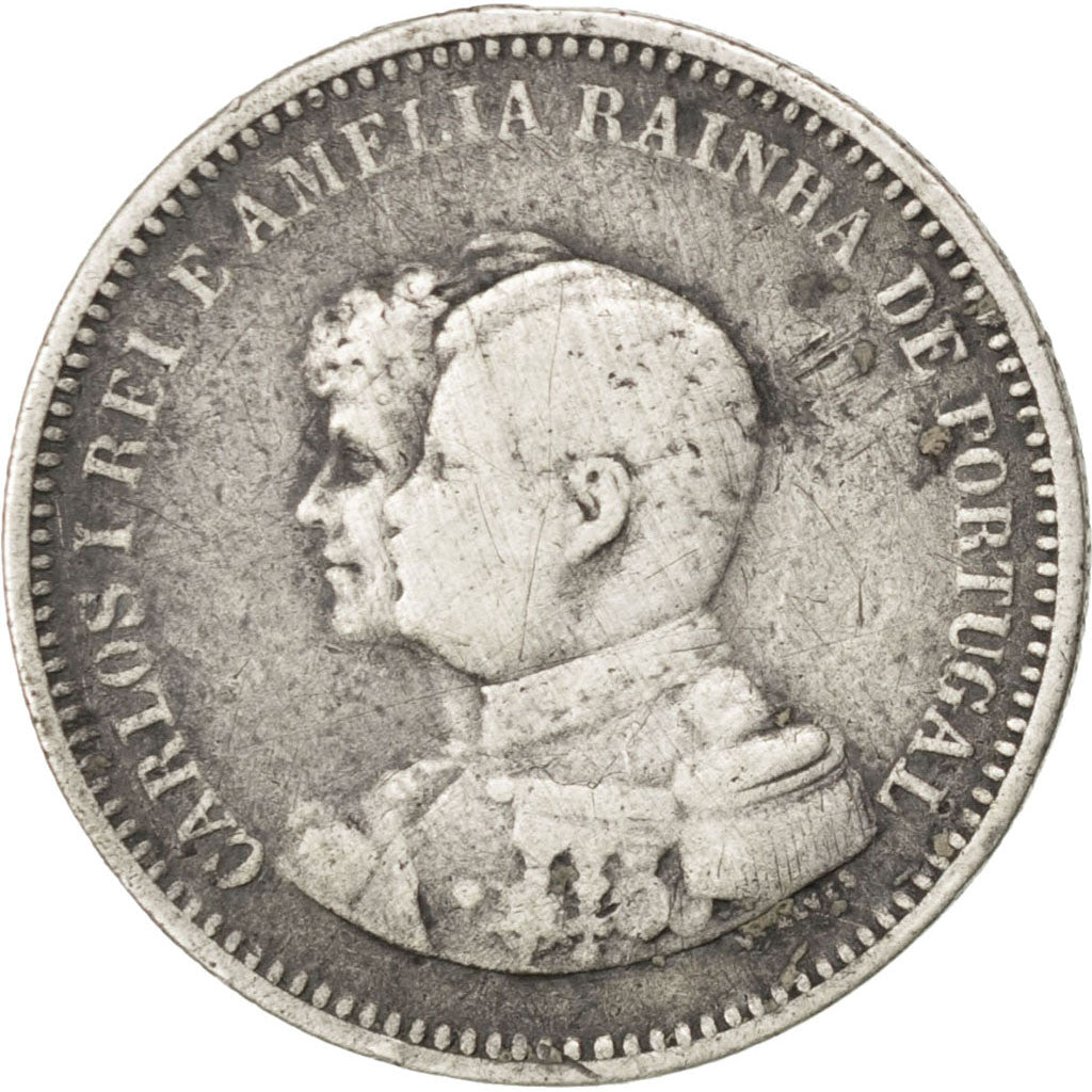 PORTUGAL, 200 Reis, 1898, KM #537, VF(30-35), Silver, 4.87