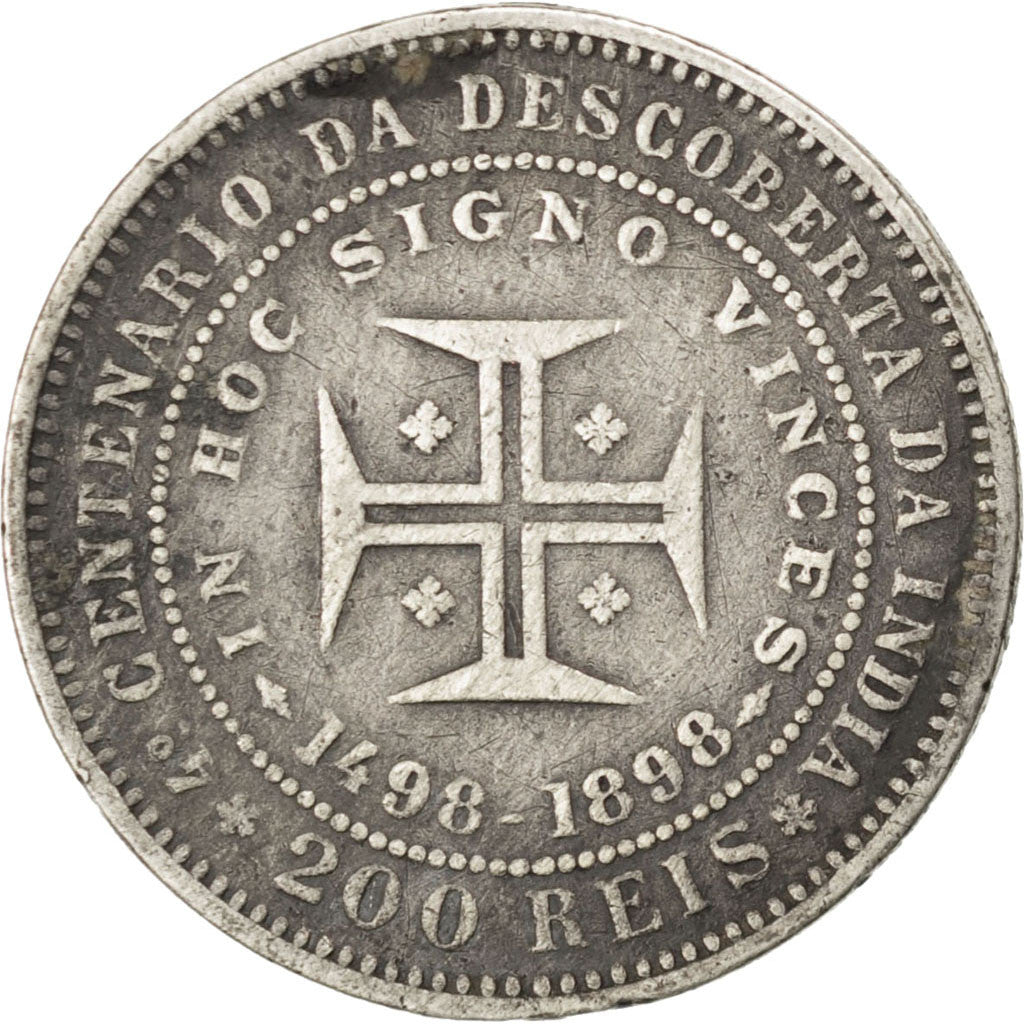 PORTUGAL, 200 Reis, 1898, KM #537, VF(30-35), Silver, 4.87