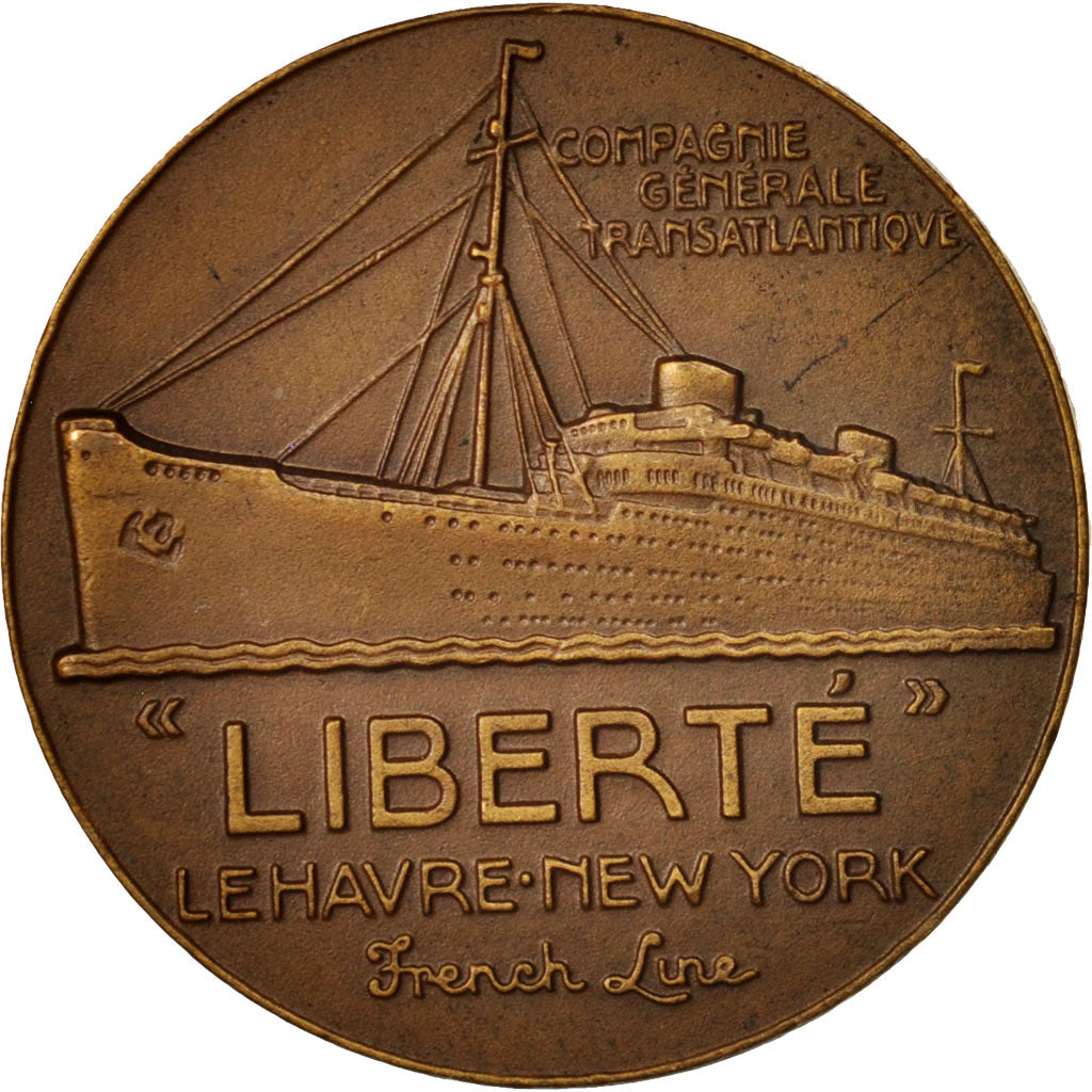 Francia, Medal, Compagnie Générale Transatlantique, Liberté, Shipping