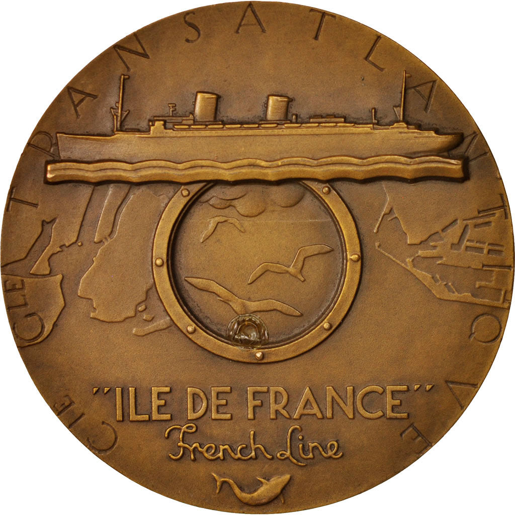 Francia, Medal, Compagnie Générale Transatlantique, Ile-de-France, Shipping