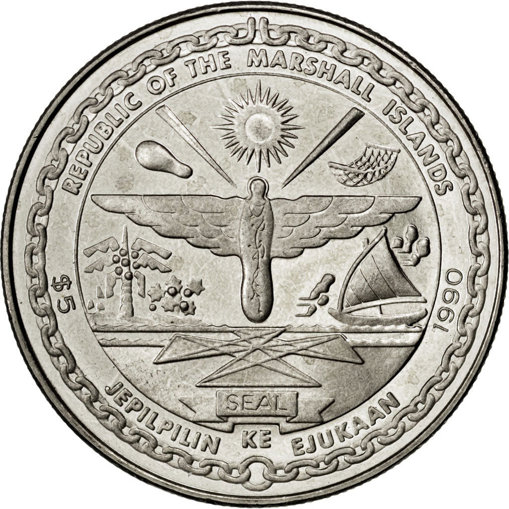 MARSHALL ISLANDS, 5 Dollars, 1990, Medallic Art Co., KM #38, MS(63),...