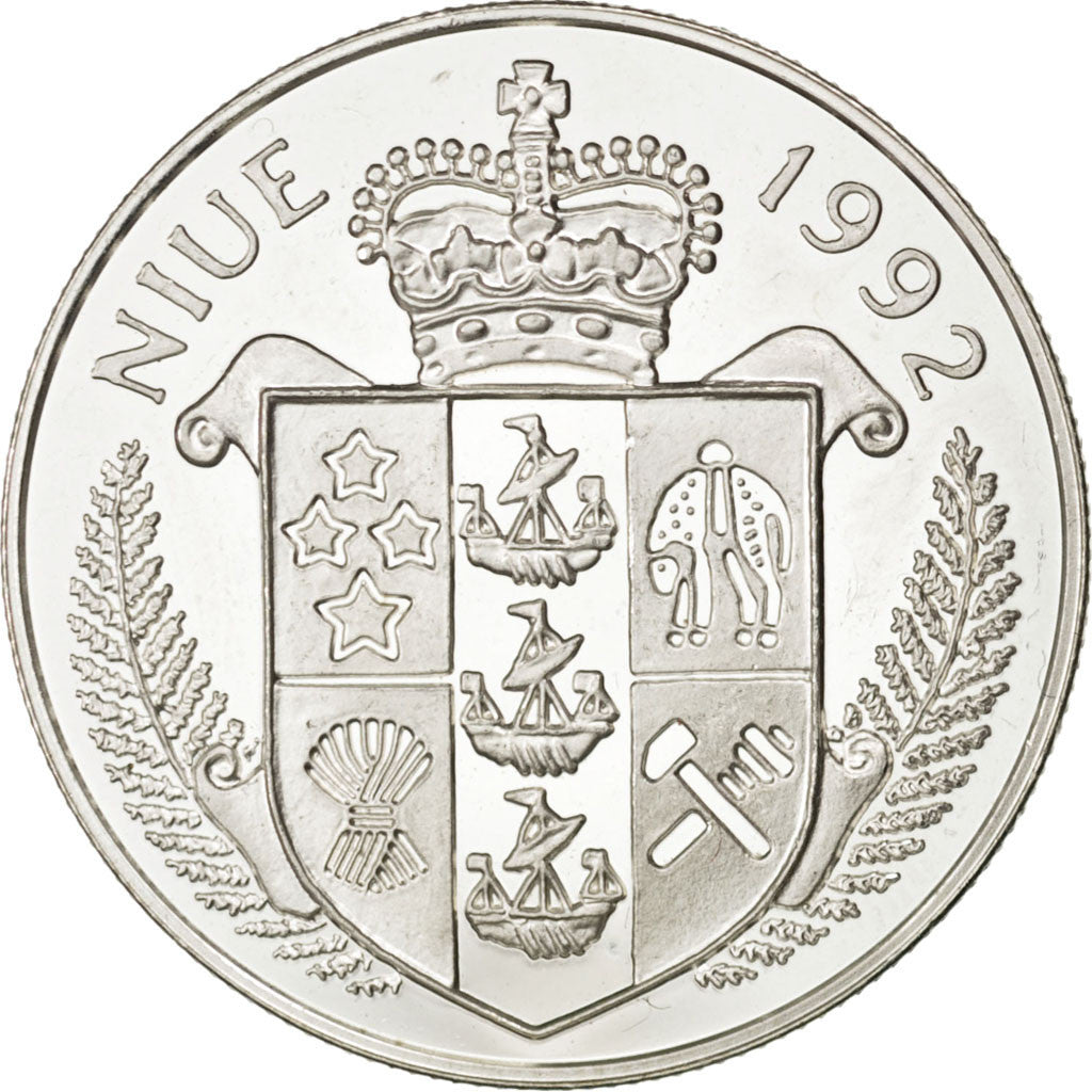 Coin, Niue, Elizabeth II, 5 Dollars, 1992, MS(65-70), Silver, KM:61