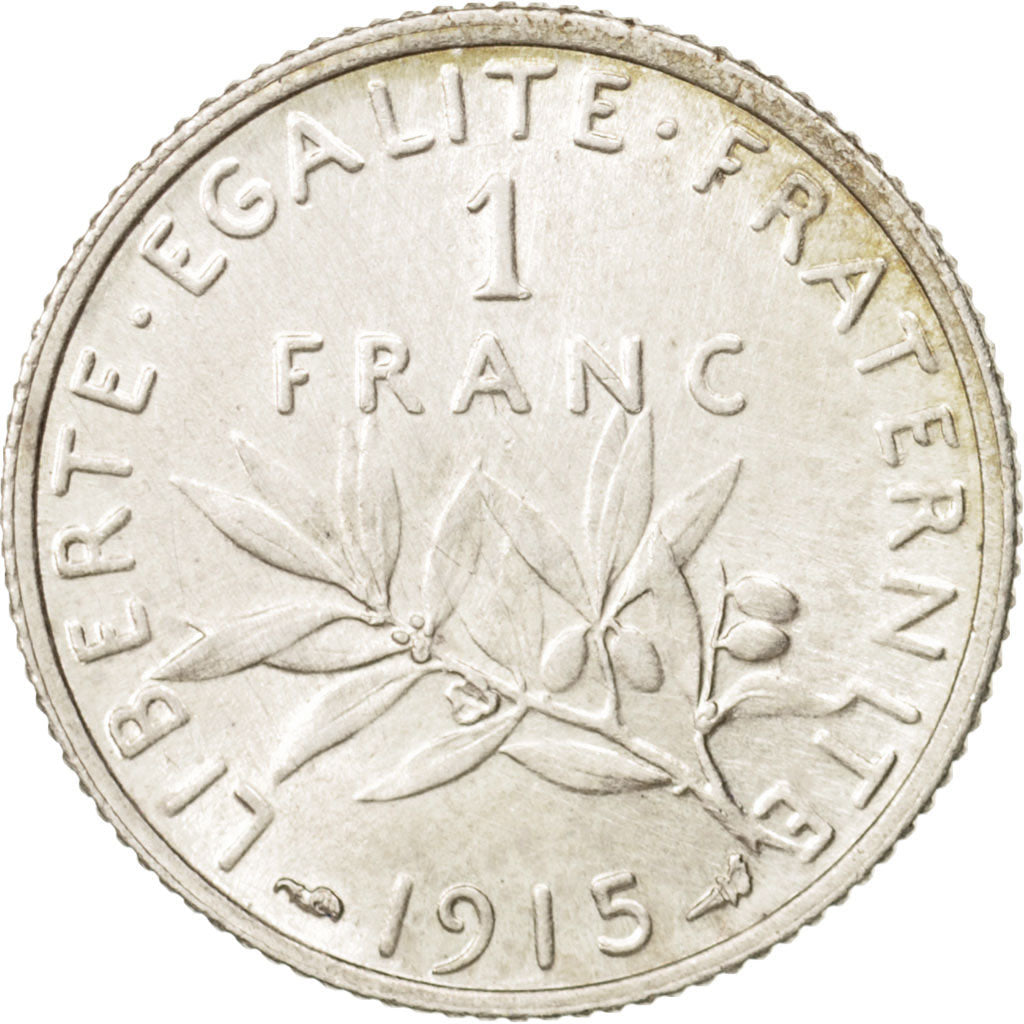 Coin, France, Semeuse, Franc, 1915, Paris, AU(55-58), Silver, KM:844.1