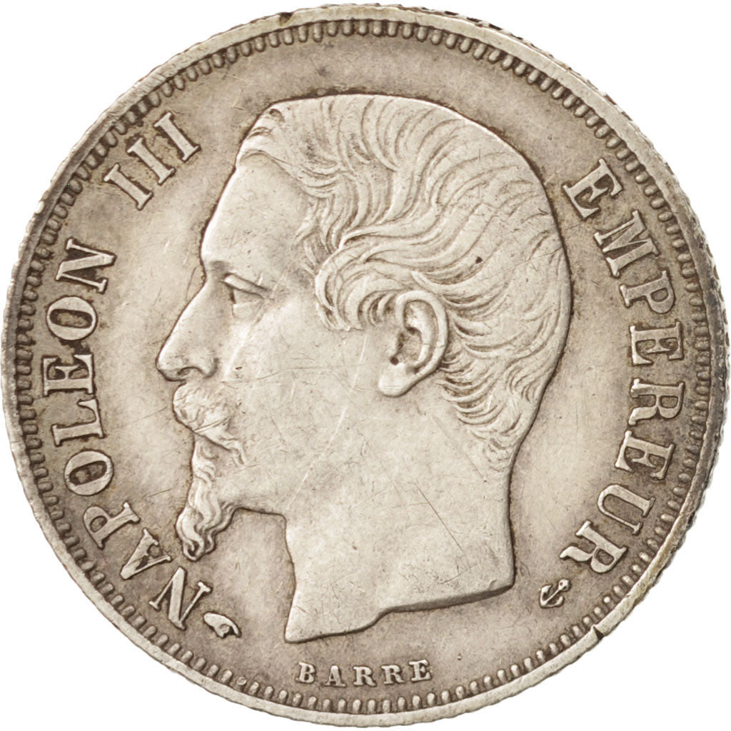 Moneda, Francia, Napoleon III, Napoléon III, Franc, 1860, Paris, MBC+, Plata
