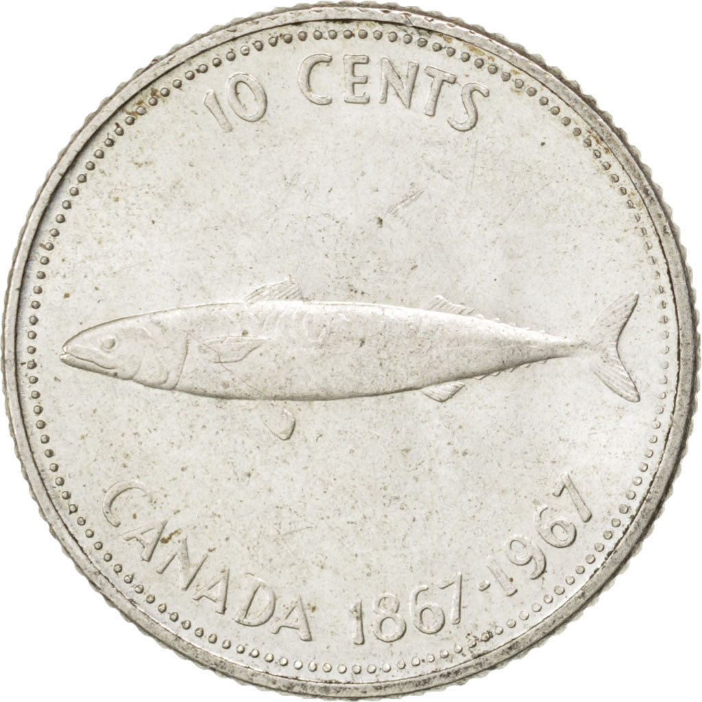 Coin, Canada, Elizabeth II, 10 Cents, 1967, Ottawa, MS(60-62), Silver, KM:67