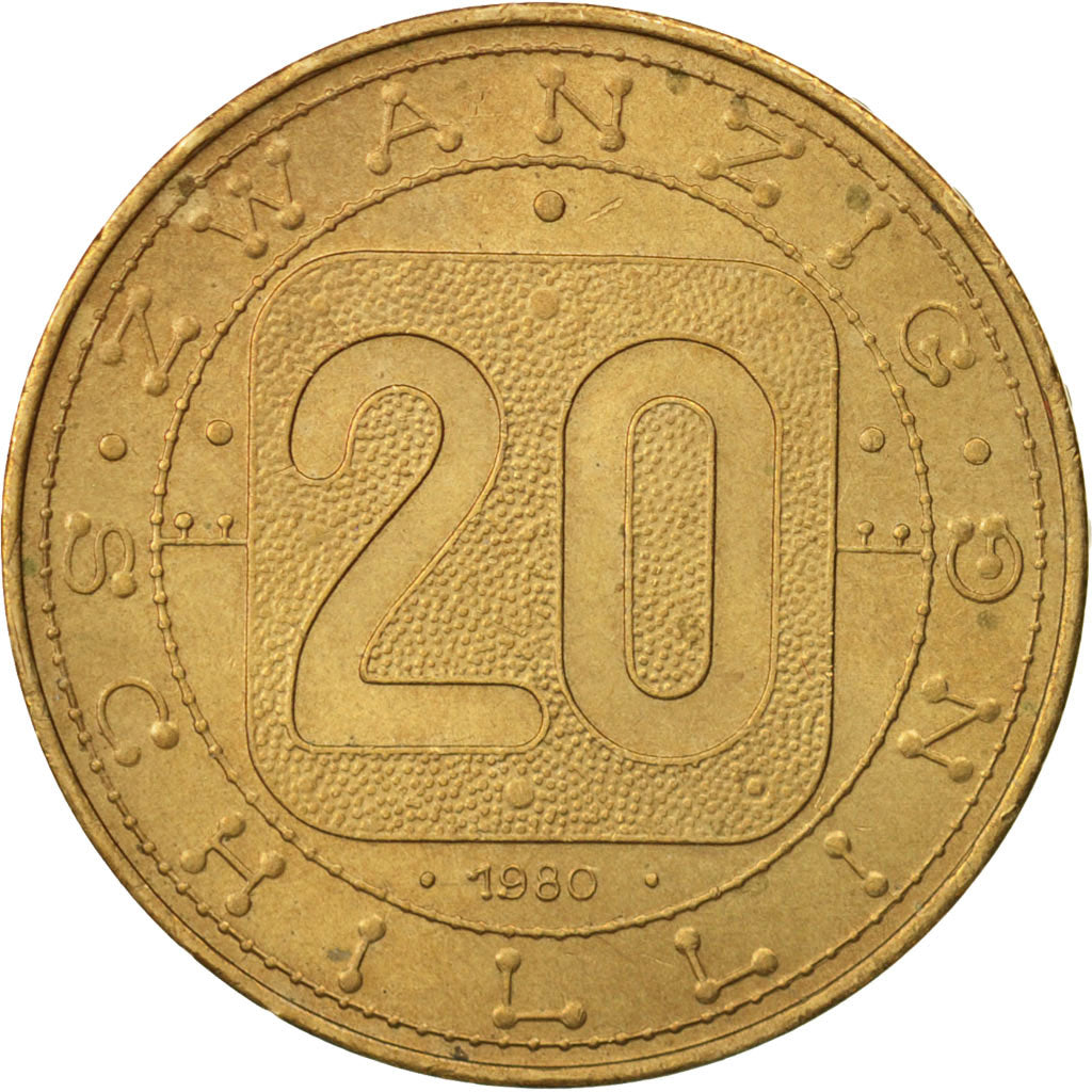 Coin, Austria, 20 Schilling, 1980, AU(55-58), Copper-Aluminum-Nickel, KM:2946.1