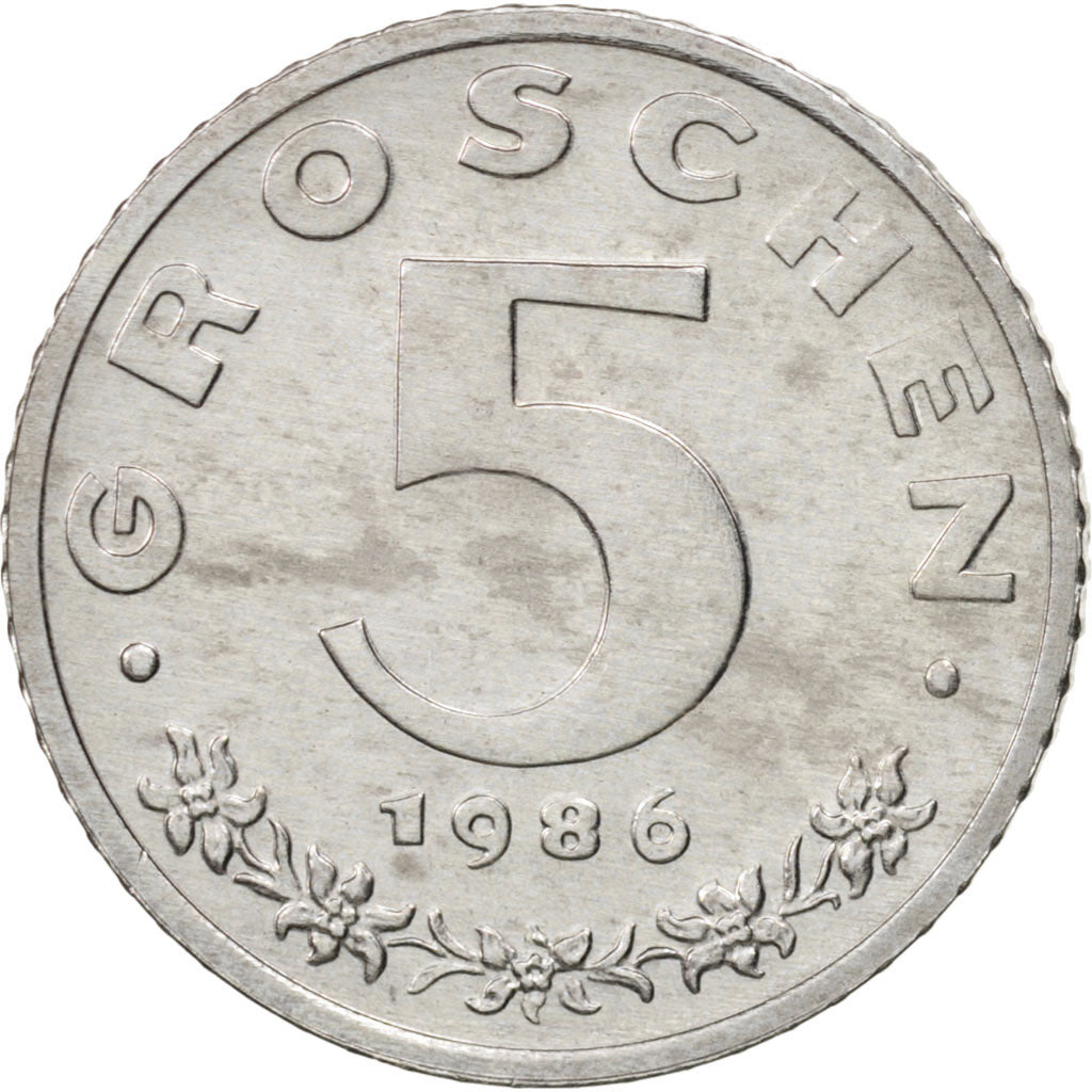 Austria, 5 Groschen, 1986, MS(65-70), Zinc, KM:2875