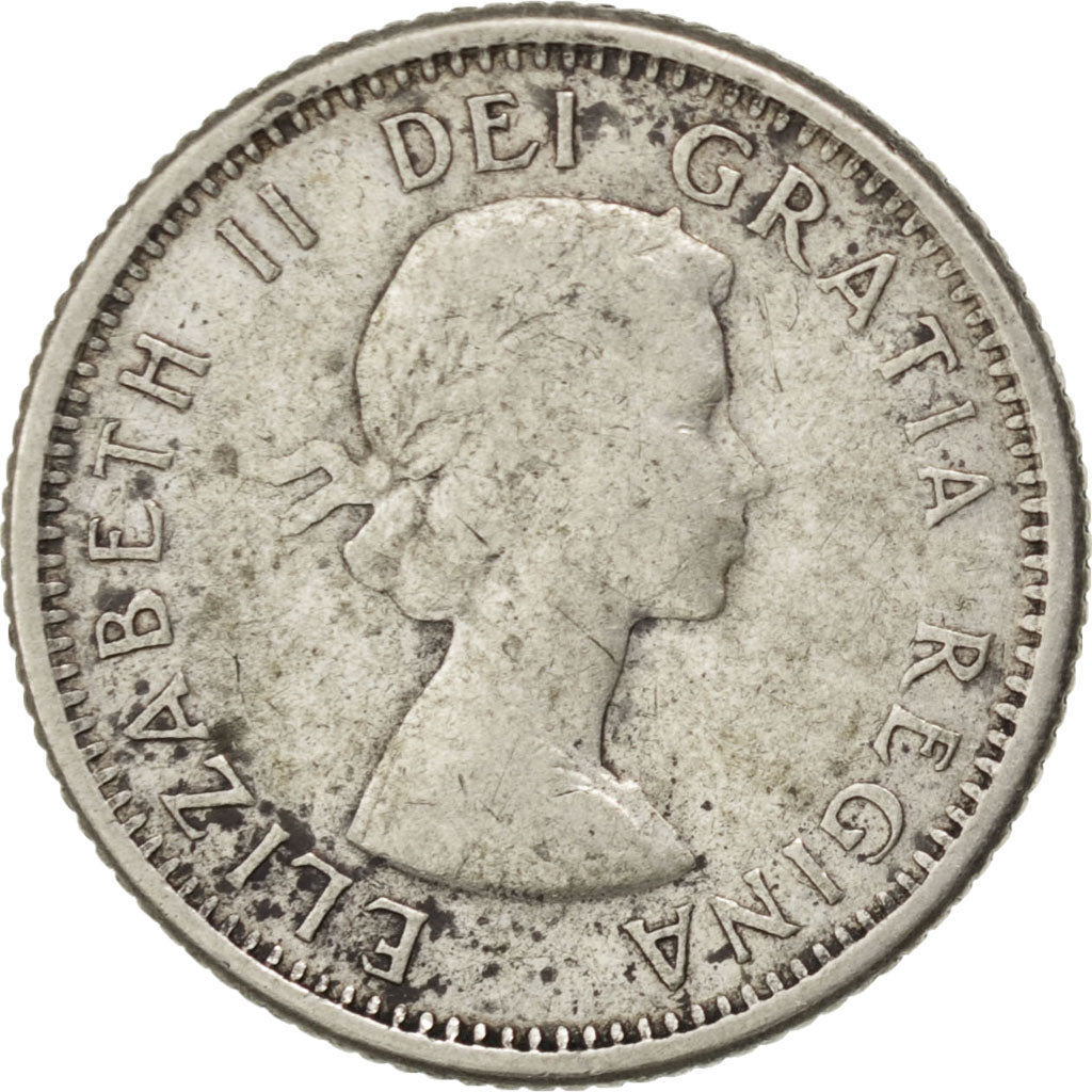 CANADA, 10 Cents, 1961, Royal Canadian Mint, KM #51, EF(40-45), Silver, 18, 2.25
