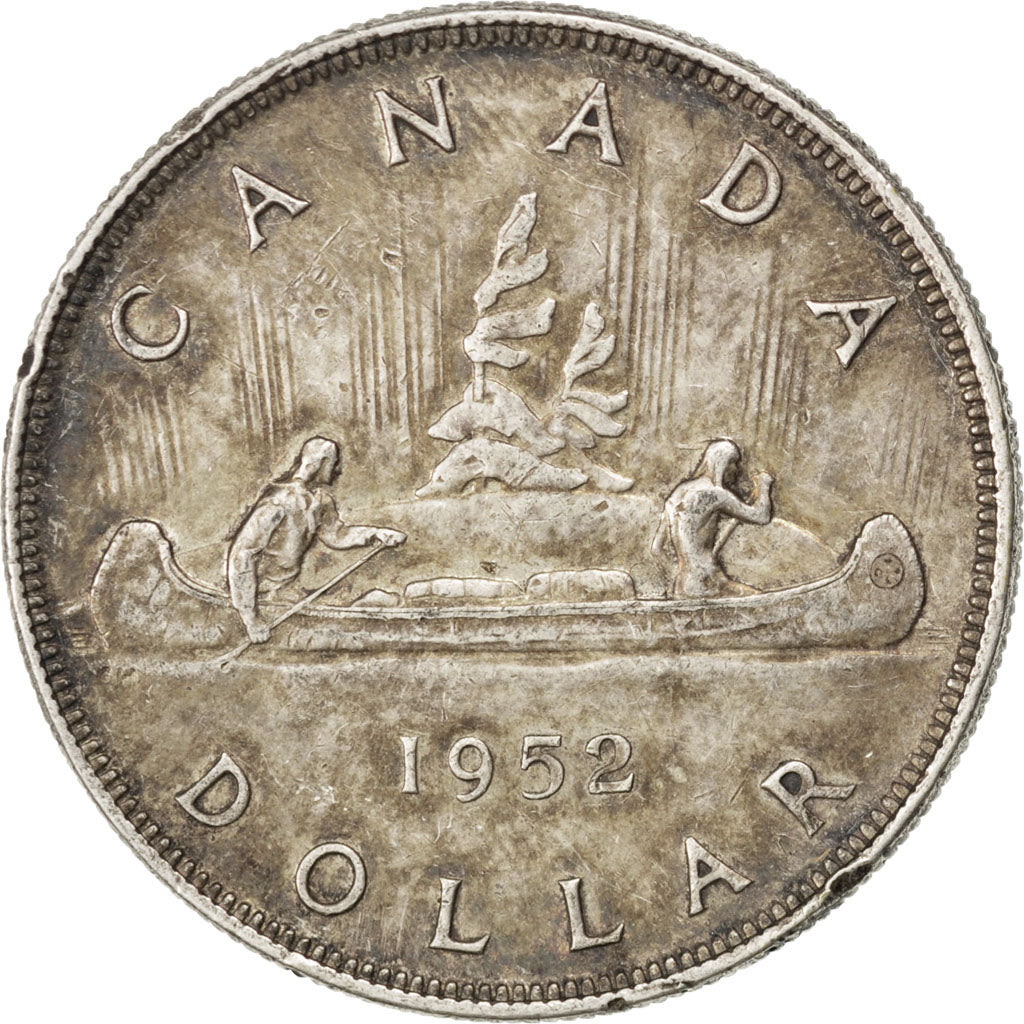 CANADA, Dollar, 1952, Royal Canadian Mint, KM #46, AU(50-53), Silver, 36, 23.25