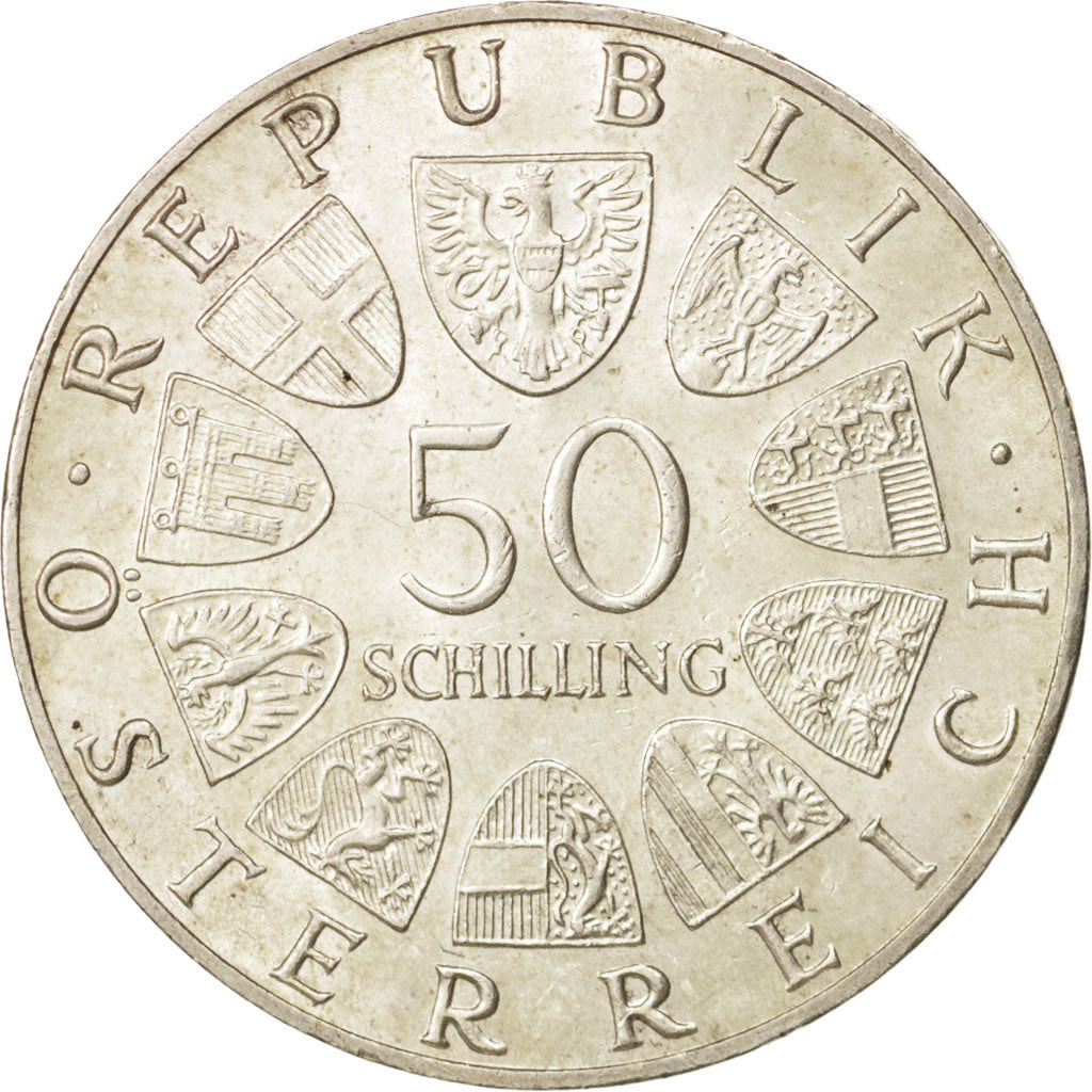AUSTRIA, 50 Schilling, 1968, KM #2904.1, MS(60-62), Silver, 34, 20.00