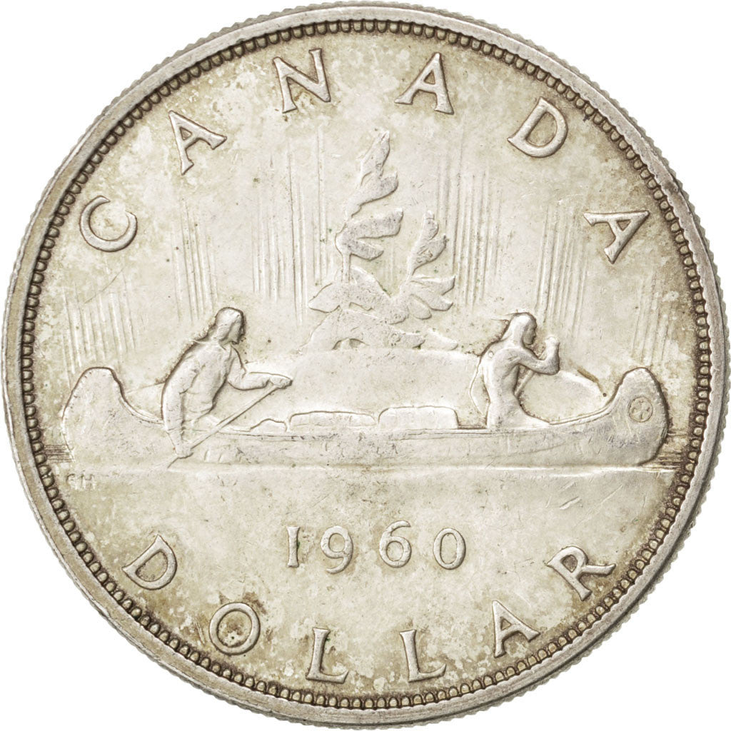Coin, Canada, Elizabeth II, Dollar, 1960, Ottawa, AU(55-58), Silver, KM:54
