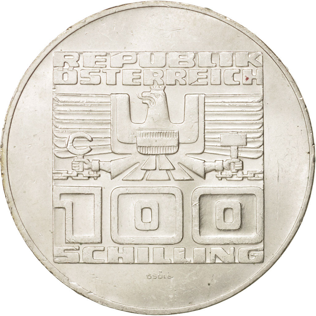 AUSTRIA, 100 Schilling, 1977, KM #2935, MS(60-62), Silver, 36, 23.91