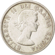 CANADA, Dollar, 1958, Royal Canadian Mint, KM #55, AU(50-53), Silver, 36, 23.51