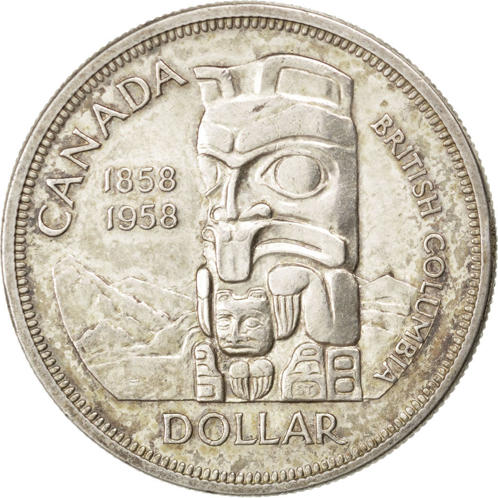 CANADA, Dollar, 1958, Royal Canadian Mint, KM #55, AU(50-53), Silver, 36, 23.51
