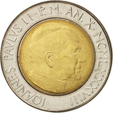 Coin, VATICAN CITY, John Paul II, 500 Lire, 1988, Roma, MS(63), Bi-Metallic