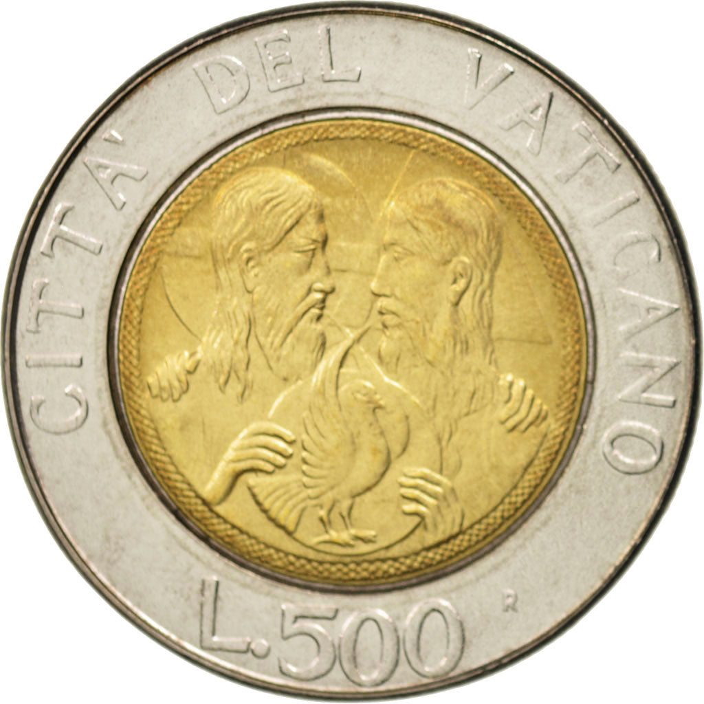 Coin, VATICAN CITY, John Paul II, 500 Lire, 1988, Roma, MS(63), Bi-Metallic