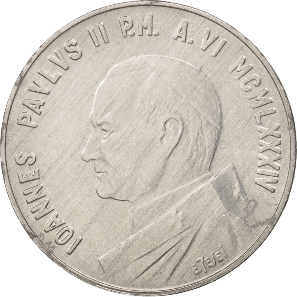 Coin, VATICAN CITY, John Paul II, 10 Lire, 1984, Rome, AU(55-58), Aluminum