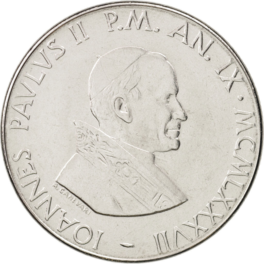 Coin, VATICAN CITY, John Paul II, 100 Lire, 1987, Roma, MS(64), Stainless Steel