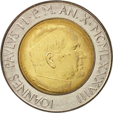 Coin, VATICAN CITY, John Paul II, 500 Lire, 1988, Roma, MS(63), Bi-Metallic