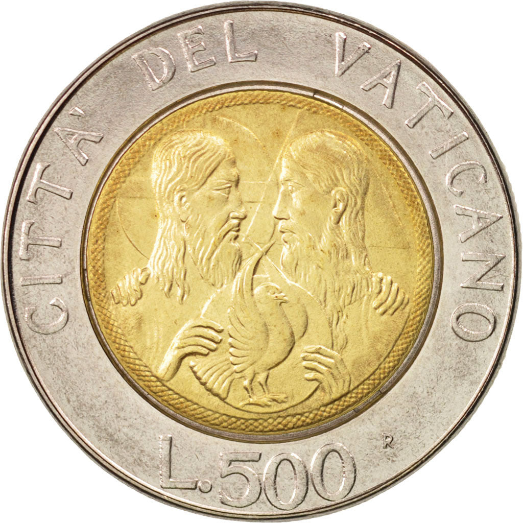 Coin, VATICAN CITY, John Paul II, 500 Lire, 1988, Roma, MS(63), Bi-Metallic