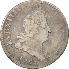 France, Louis XIV, 5 Sols aux insignes, 5 Sols, 1/16 ECU, 1704, Paris