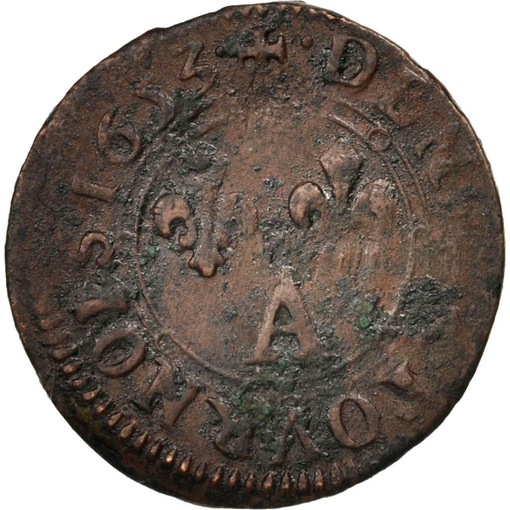 Munten, FRANSE STATEN, NEVERS & RETHEL, Denier Tournois, 1653, Charleville, FR+