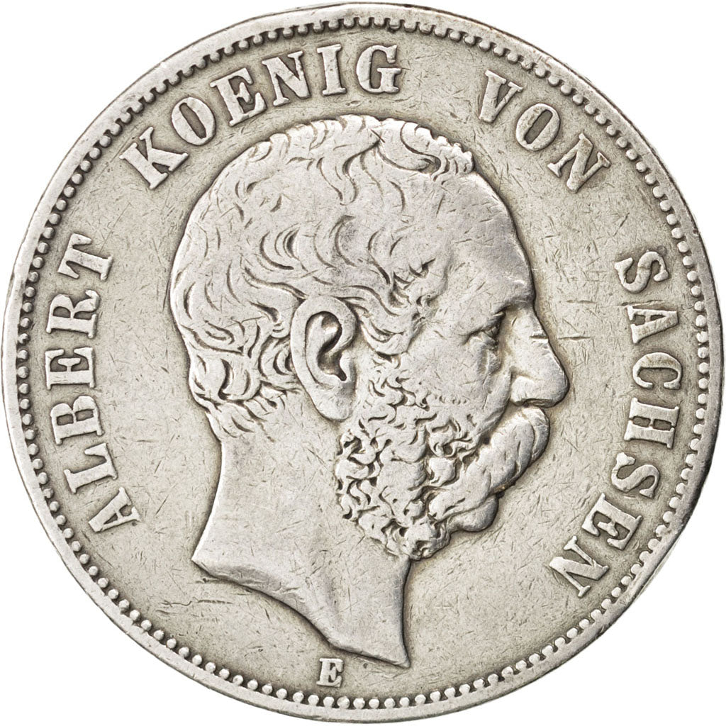 Germany, 5 Mark, 1875, Dresde, KM #1237, EF(40-45), Silver, 27.35
