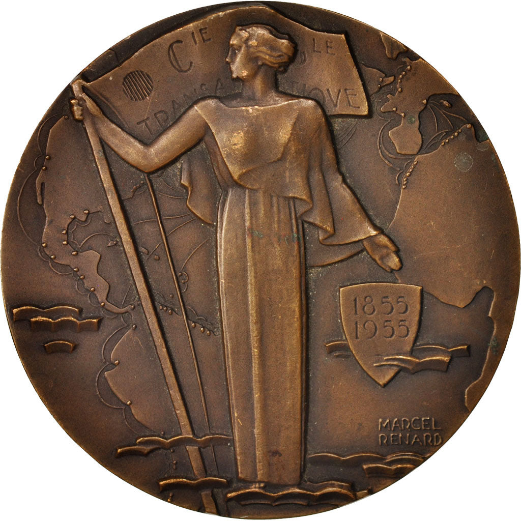 Francia, Medal, Centenaire de la Compagnie générale transatlantique, Shipping