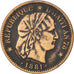 HAITI, 2 Centimes, 1881, KM #43, VF(30-35), Bronze, 30, 9.71