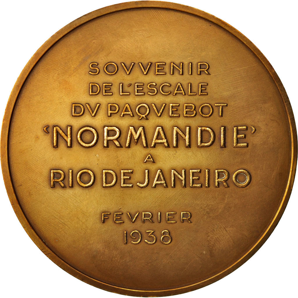 France, Medal, Normandie en escale à Rio de Janeiro, Shipping, 1938, Vernon