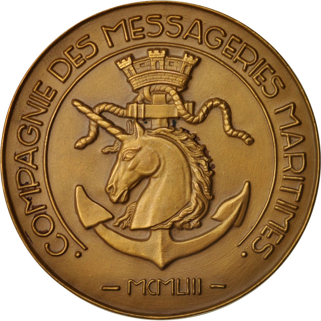 Francia, Medal, Messageries maritimes, Tahitien, Shipping, 1953, Tschudin, EBC