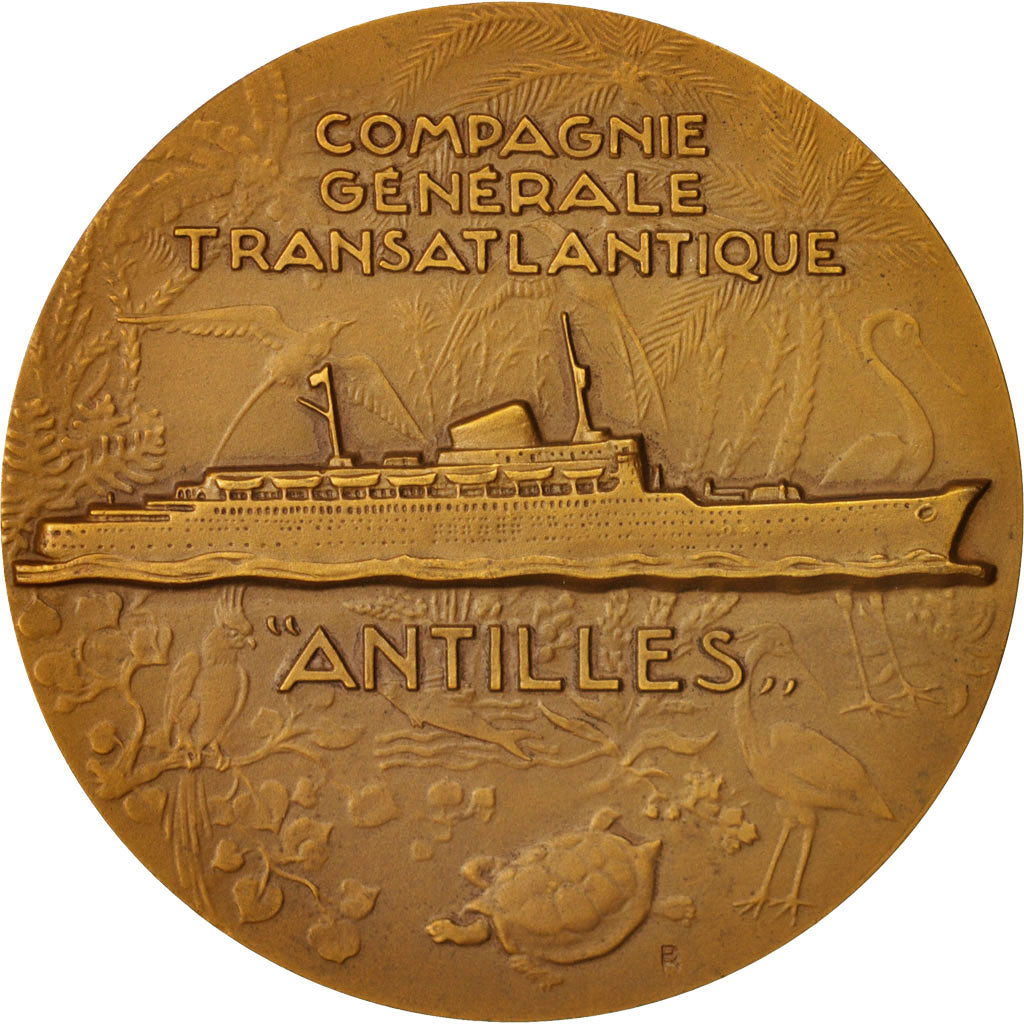 Francia, Medal, Compagnie Générale Transatlantique, Antilles, Shipping, XXth