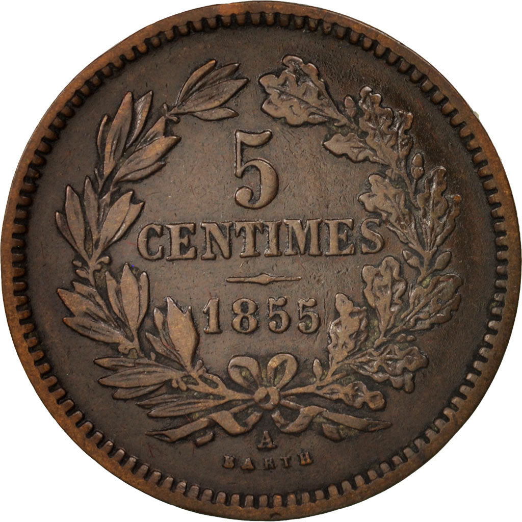 Coin, Luxembourg, William III, 5 Centimes, 1855, Paris, VF(30-35), Bronze