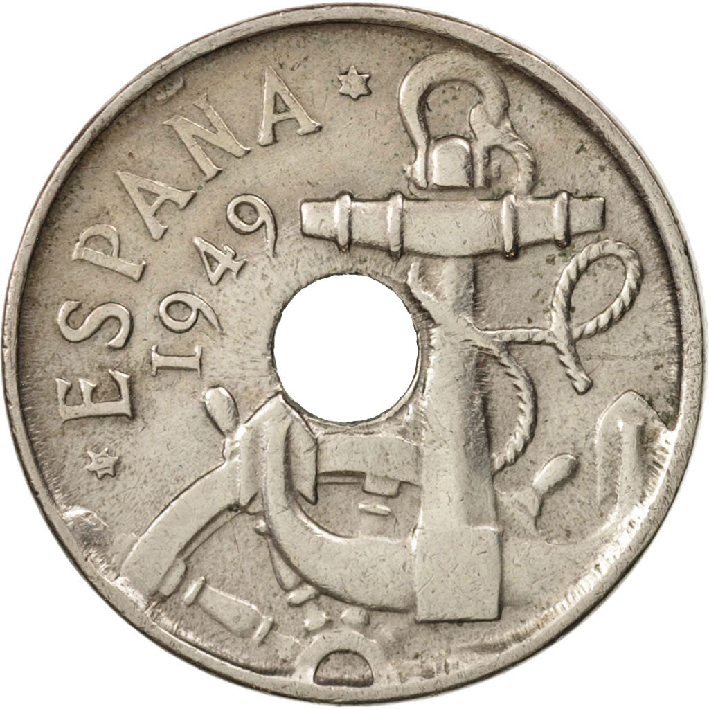 Coin, Spain, Caudillo and regent, 5 Pesetas, 1949, EF(40-45), Nickel, KM:778