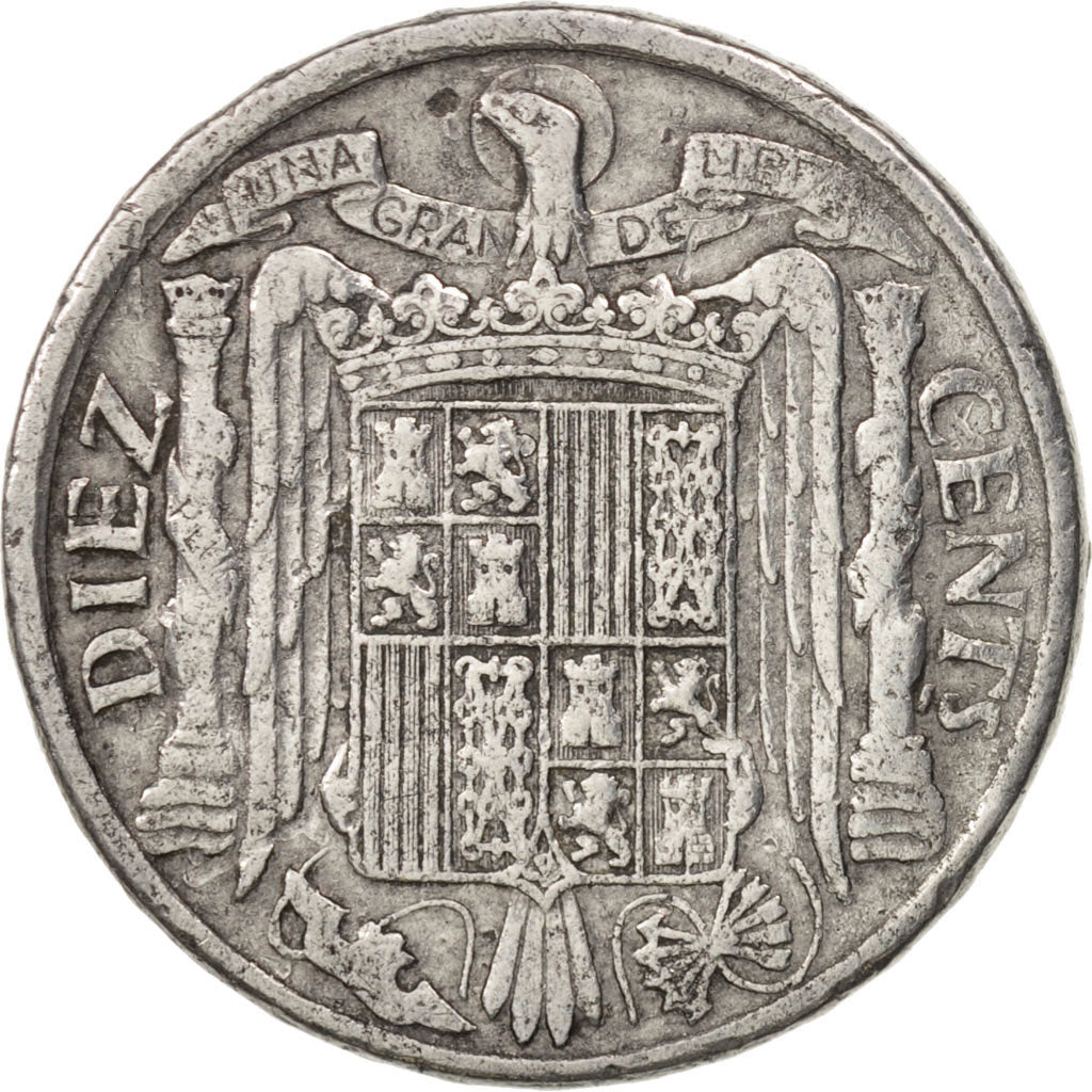 Spain, 10 Centimos, 1940, VF(30-35), Aluminum, KM:766