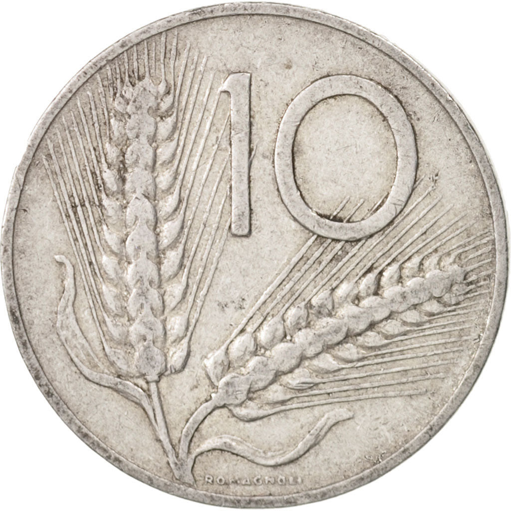 Coin, Italy, 10 Lire, 1953, Rome, VF(30-35), Aluminum, KM:93