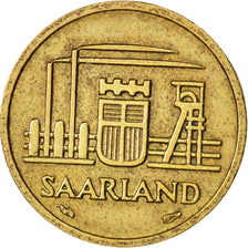 SAARLAND, 10 Franken, 1954, Paris, AU(50-53), Aluminum-Bronze, KM:1
