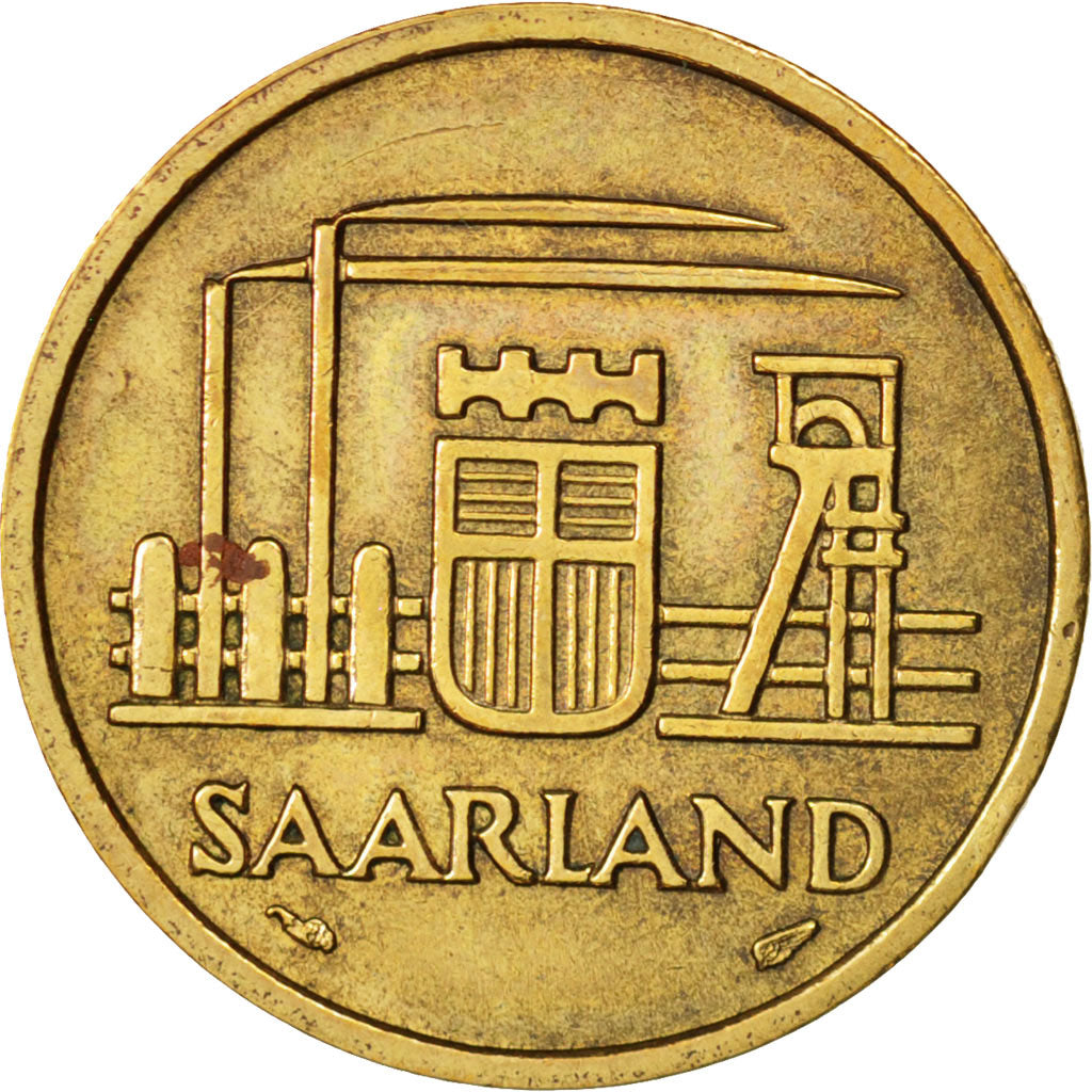 SAARLAND, 20 Franken, 1954, Paris, AU(50-53), Aluminum-Bronze, KM:2