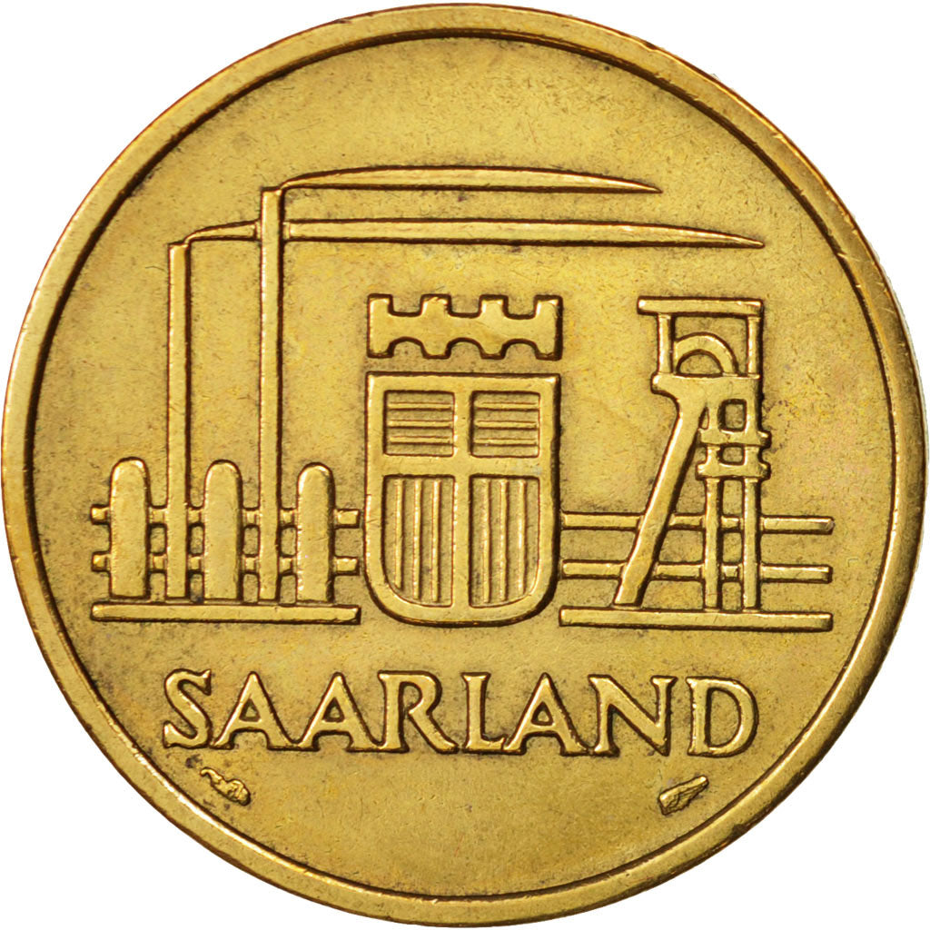 SAARLAND, 50 Franken, 1954, Paris, AU(50-53), Aluminum-Bronze, KM:3