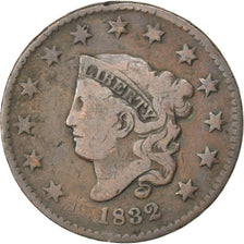 UNITED STATES, Coronet Cent, Cent, 1832, U.S. Mint, KM #45, VF(20-25), Copper,..