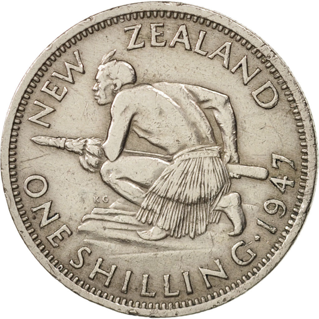 New Zealand, George VI, Shilling, 1947, EF(40-45), Copper-nickel, KM:9a