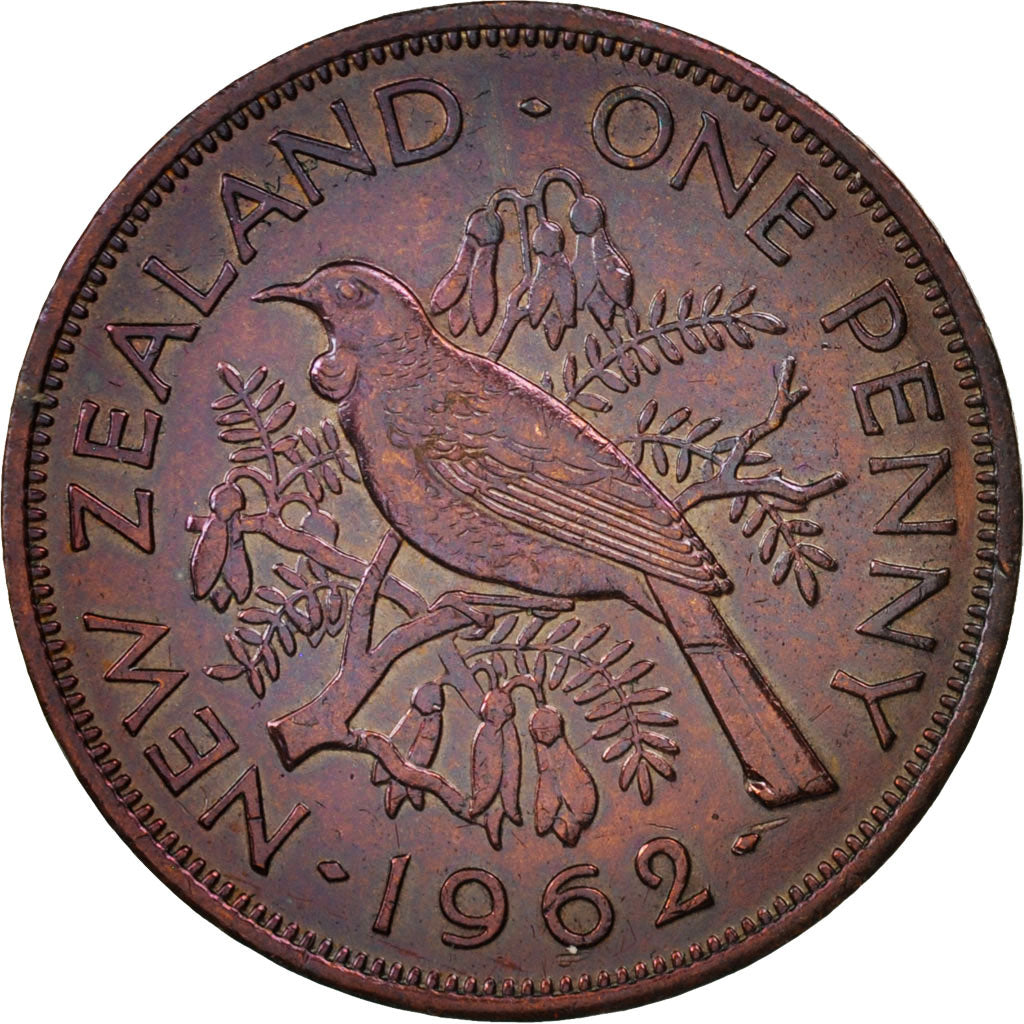New Zealand, Elizabeth II, Penny, 1962, EF(40-45), Bronze, KM:24.2