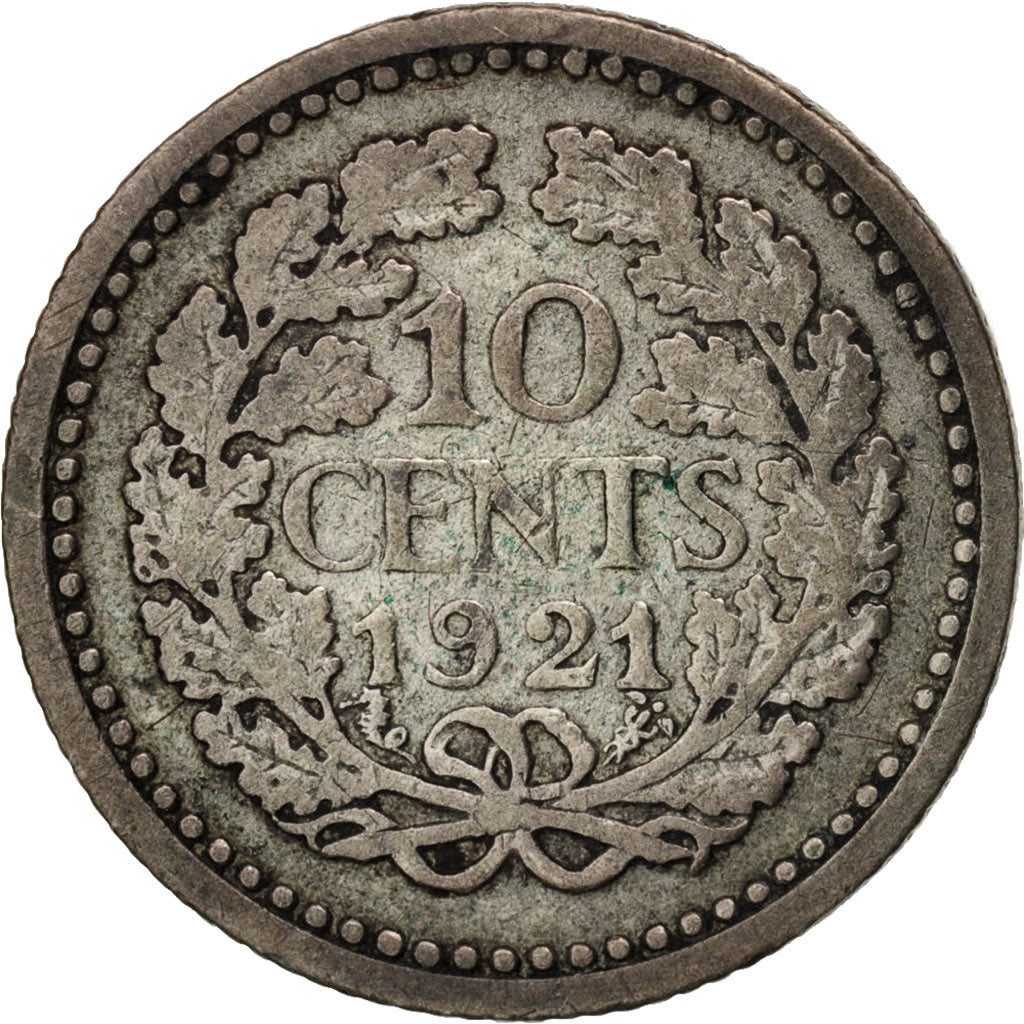 Coin, Netherlands, Wilhelmina I, 10 Cents, 1921, VF(30-35), Silver, KM:145