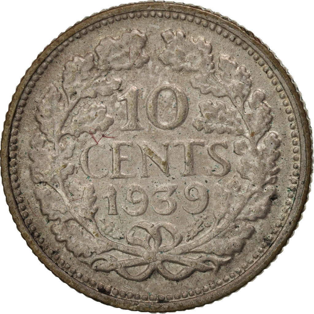 Monnaie, Pays-Bas, Wilhelmina I, 10 Cents, 1939, TTB, Argent, KM:163