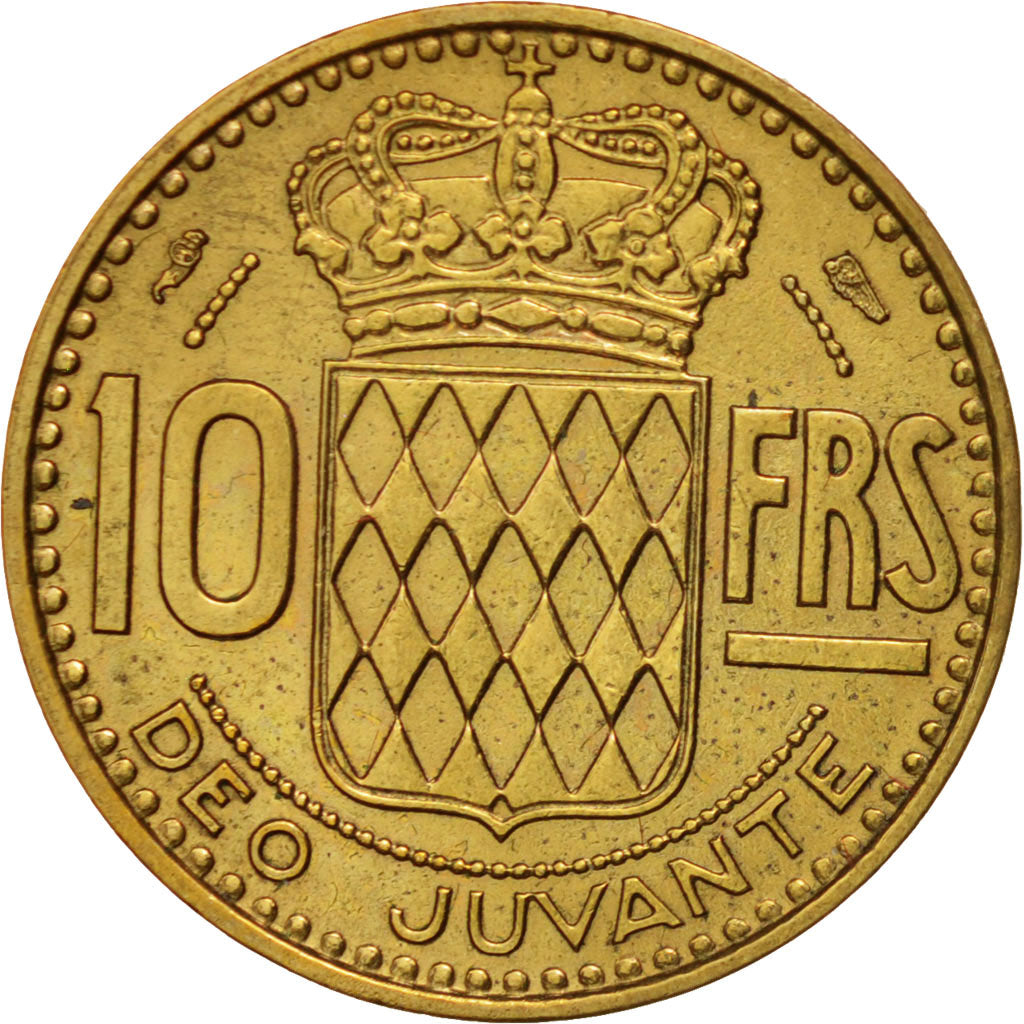 Coin, Monaco, Rainier III, 10 Francs, 1950, AU(50-53), Aluminum-Bronze, KM:130