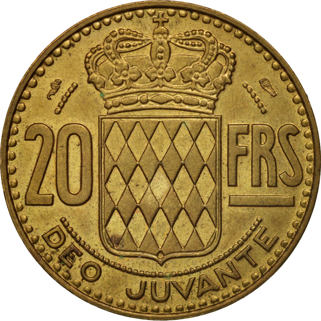 Monaco, Rainier III, 20 Francs, Vingt, 1951, AU(55-58), Aluminum-Bronze, KM:131