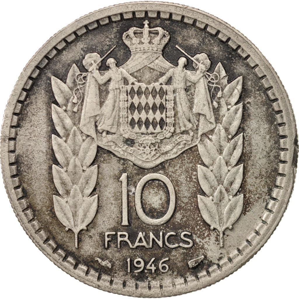 Monaco, Louis II, 10 Francs, 1946, EF(40-45), Copper-nickel, KM:123