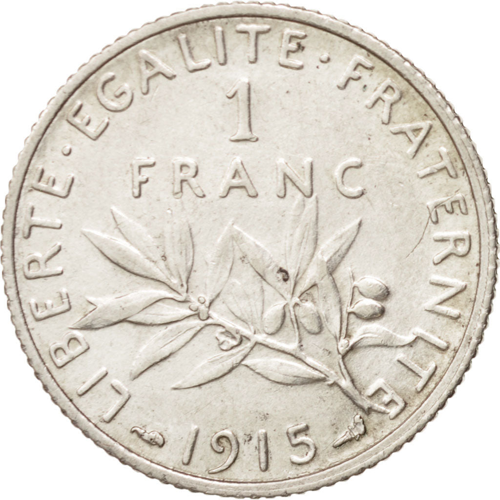 France, Semeuse, Franc, 1915, Paris, AU(55-58), Silver, KM:844.1, Gadoury:467
