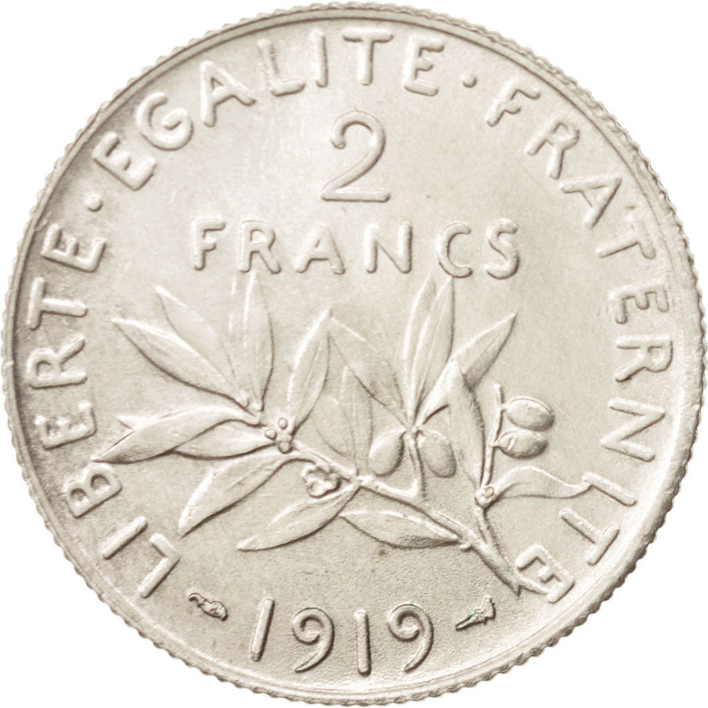 Coin, France, Semeuse, 2 Francs, 1919, Paris, AU(50-53), Silver, KM:845.1